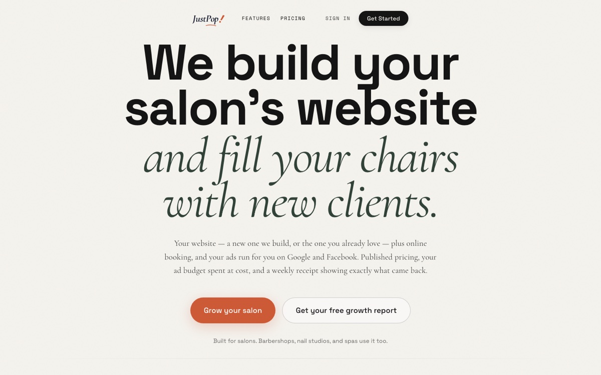 The JustPop! website