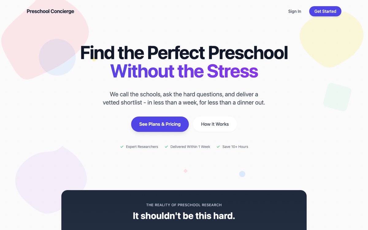 The Preschool Concierge website